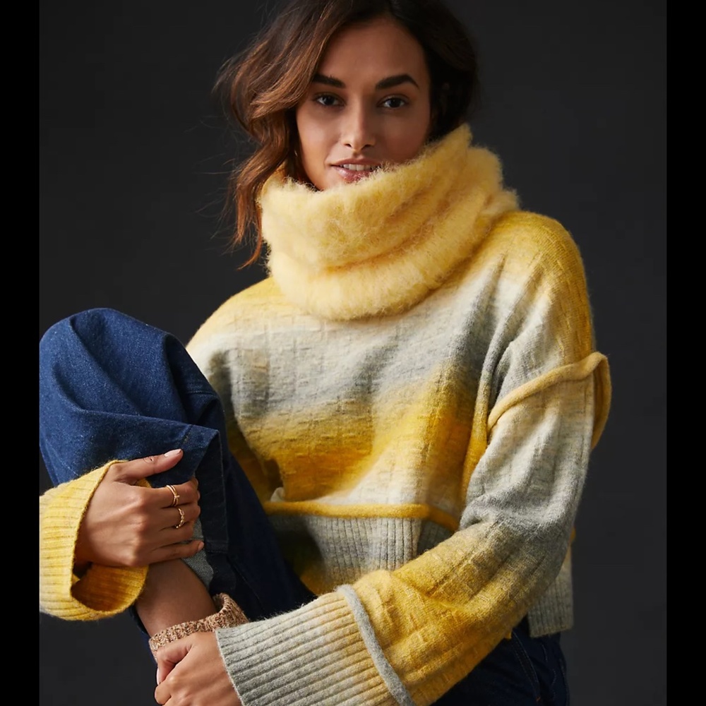 Anthropologie Pilcro Cropped Mock-Neck Sweater